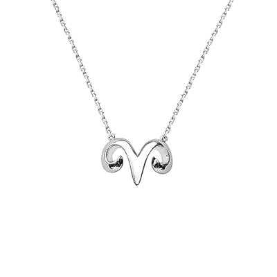 SUGARKITTEN LONDON Collar de plata de ley con colgante de plata de ley brillante con constelación del zodiaco Aries, oveja, 44,5 cm, Medium, Plata esterlina Plata de ley Rodio, No es una piedra | Ya disponible en tu tienda friki favorita! En mundofriki.es!