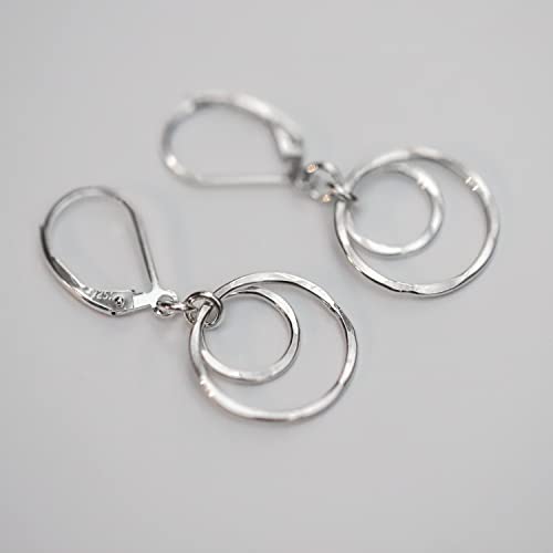 Latest Handmade Small Silver Circles Lever back Earrings - Minimalist Jewelry - Lightweight, Nickel Free Sterling Silver Dangle Earrings - Short Earrings3