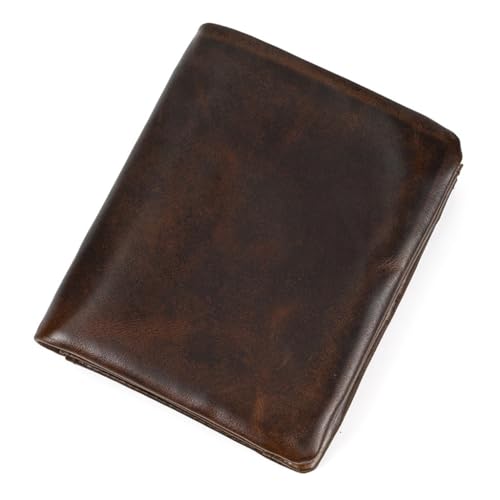 Oil Wax Leather Wallet Brown Leather Short Wallet Coin Bag Multi-card Position