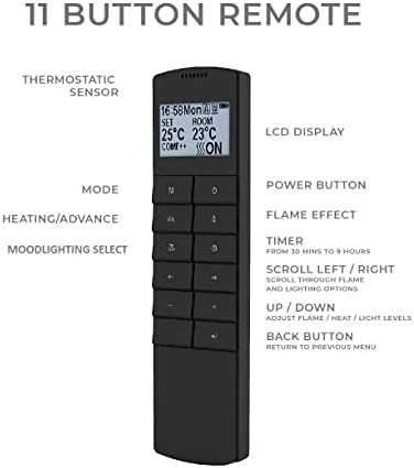Endeavour Fires Egton 36” Wall Mounted Electric Fire with White Curved Glass, 13 Colour LED Mood Lighting, 1 & 2kW Heater, Realistic Flame Effect & 7-Day Remote Control