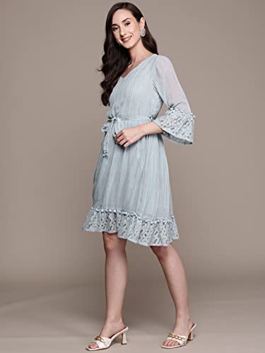Image of ishin Women's Knee-Length Embellished A-Line Dress