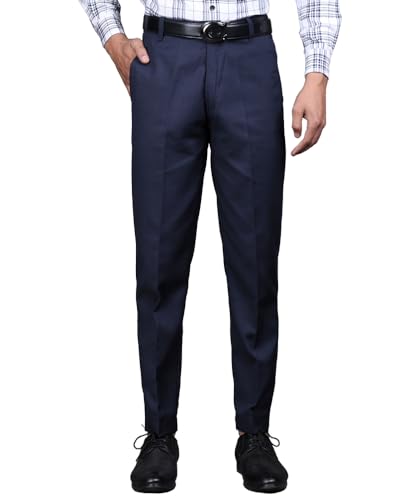 Image of EYEBOGLER Mens Solid Regular Fit Formal Pant