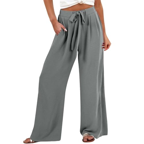 PIFAME Womens Linen Pants with Pockets Loose Cotton Beach product image