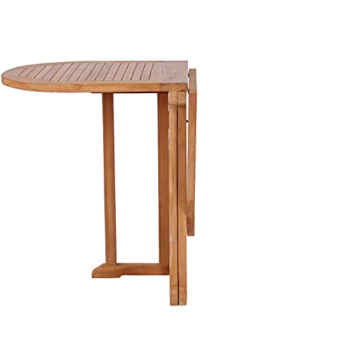 Mr. Deko Teak Balcony - Tisch - Gartentisch - eckig/rund - klappbar - Outdoormöbel - Teakholz - für Balkon, Terrasse… – Bild 3