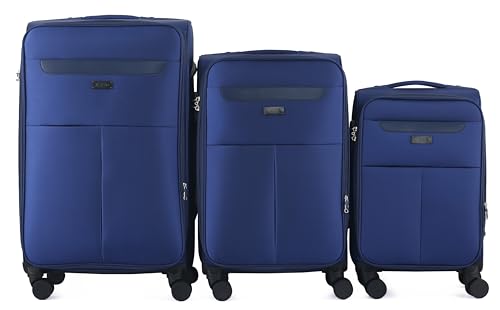 IZOD Liam Soft Shell Lightweight Expandable 360 Dual Spinning Wheels Combo Lock 28", 24", 20" 3 Piece Luggage Set (Navy)4