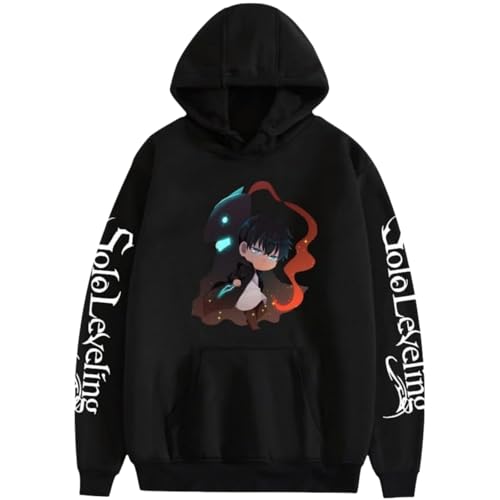 Sudadera con capucha de moda Solo Anime Leveling Merch Harajuku Retro Pullover Hombre Mujer Otoño/Invierno Manga Larga Sudadera Sudadera Y2k Streetwear-Black2||M, Black2, M
