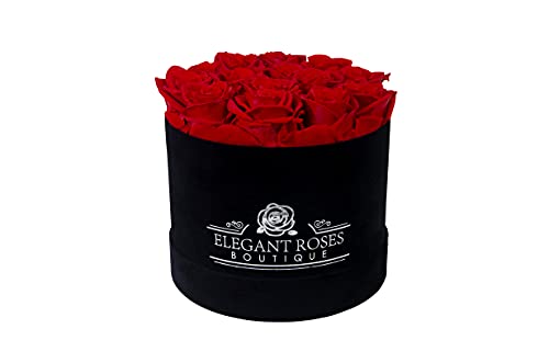 Elegant Roses Handmade Preserved Roses That Last a Year | Suede Rose Box | Eternal Roses in a Box Without Fragrance Gift for Her (Medium Suede, 14 Red Roses)
