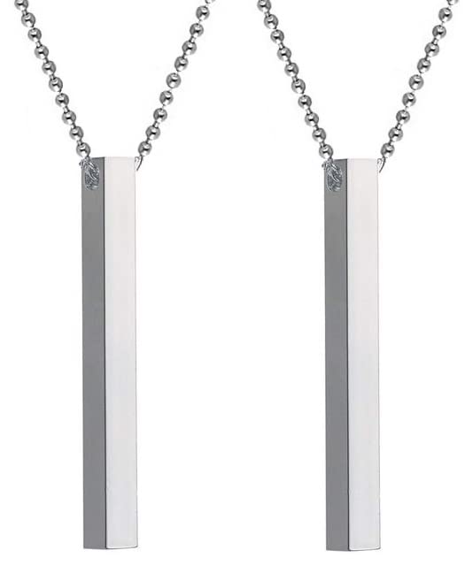 De-Ultimate (Set Of 2 Pcs) Unisex Metal Silver 3D Vertical Bar Cuboid Stick Custom Name Locket Pendant Necklace With Chain Jewellery Set (B09VLCDF8N) Amazon Price History, Amazon Price Tracker