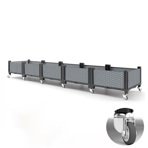 Orto Terrazzo, Orto Rialzato da Esterno, Cassette da Giardino in Plastica, Ruota Universale in Metallo a 360°, for Piante da Giardino, Ortaggi, Erbe e Fiori, Profondità 20 cm