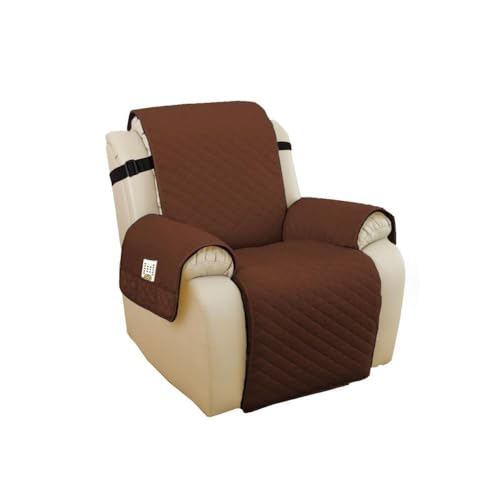 リクライニングチェアカバー 1人掛け 肘付き マッサージチェアカバー ソファカバー 椅子 肘あり 着せ替えカバー 背もたれ いす イスカバー 汚れ防止 水洗いOK 洗える 無地 シンプル 家庭用 業務用 リビング-ブラウン||小