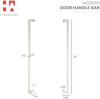 Modern Contemporary Long Stainless Steel Push Pull Door Handle for Home Entrance Glass Shower Wooden Barn & Office Store Shop Doors - Brushed Satin Nickel - 60 Inch…