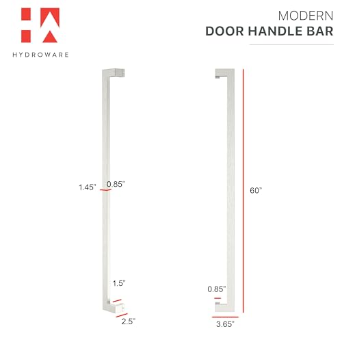 HYDROWARE Modern Contemporary Long Stainless Steel Push Pull Door Handle for Home Entrance Glass Shower Wooden Barn & Office Store Shop Doors - Brushed Satin Nickel - 60 Inch…
