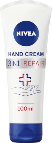 NIVEA 3-in-1 Repair Handcrème Droge Handen - Handverzorging - Hand Cream - 24 uur lange hydratatie - Hydrateert de droge huid - Lichaamsverzorging - 100ml