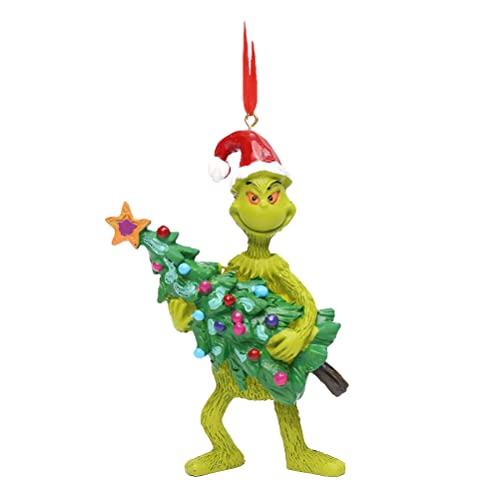 DACHAN Weihnachtsbaum hängende Dekorationen, Weihnachtsgrinch Cartoon Film Figur Grüne Harz Figur anheizt Anhänger Ornament Weihnachtsbaumdekoration Cover