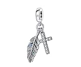 Streetculture Cruz pluma fe religión Iglesia Jesucristo Dios – 925 plata pulsera colgante