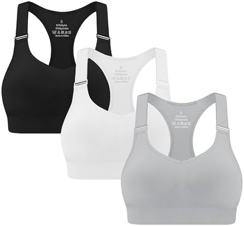 MIRITY 3-Pack Adjustable Padded Sports Bras for Women - High Supp...