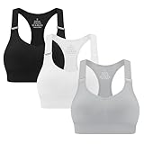 MIRITY 3-Pack Adjustable Padded Sports Bras for Women - High Support for Large Bust Workout Running Gym Fitness
