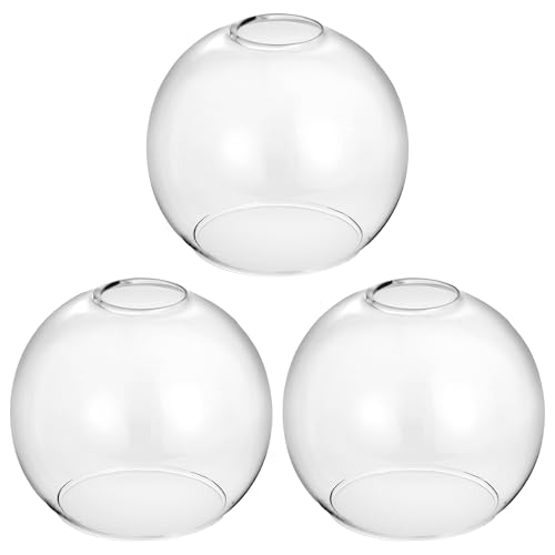 WYNEYET 3 Pack Clear Glass Shade Replacements, Globe Glass Lamp Shade Covers for Light Fixtures, 1.65 Inch Fitter Globes Lampshades for Wall Sconces Chandelier Pendant Lights Bath Vanity Lights