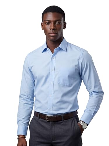 Image of INKAST Men's Cotton Blend Plain Formal Shirt | Full Sleeves Solid Shirts| Straight Regular Fit | Office and Regular Wear