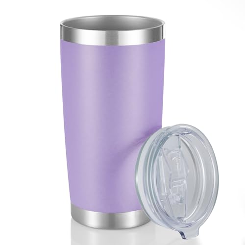 20 oz Tumbler Stainless Steel Tumblers with Lid Double Wall Vacuum Insulated Coffee Mug 20oz Powder Coated Cup for Hot and Cold Drinks, Purple, 1 pack