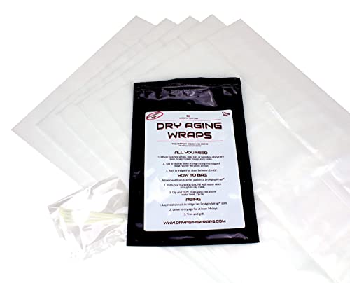 Dry Aged Bags for Meat, 11 x 24 Inches, Sized for Ribeye and Short Loin, Includes Zip Ties, No Vacuum Sealer Needed, Easy at Home Dry Aging, Pack of 5