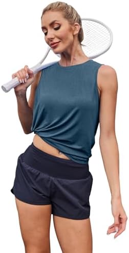 XIEERDUO Sports Tank Tops for Women Crewneck Lightweight Sleeveless Athletic Muscle Shirt Breathable Quick Dry Workout Running Tennis Yoga Gym Training Soft Stretchy Fitness Clothing Navy Blue XL — view 4