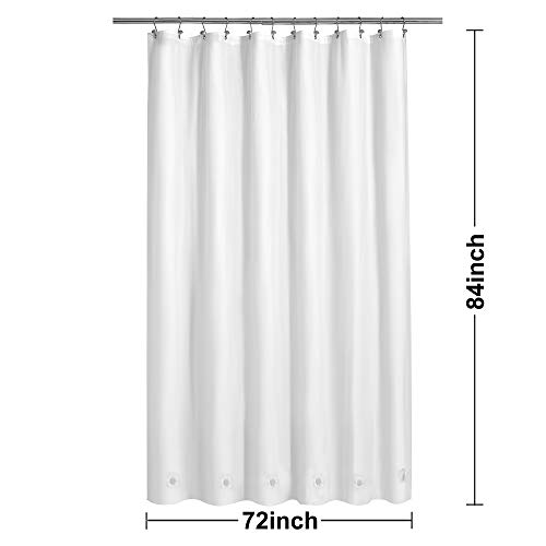 Image of Barossa Design Extra Long Shower Curtain Liner with 6 Magnets - 72 inch x 84 inch XL White Waterproof PEVA Shower Liner for Bathroom, PVC Free, Metal Grommets - White, 72x84