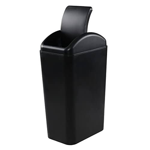 Waikhomes 3.5 Gallons Plastic Trash Can With Swing Lid, Slim Garbage Bin, Black, 1 Pack #TOP4
