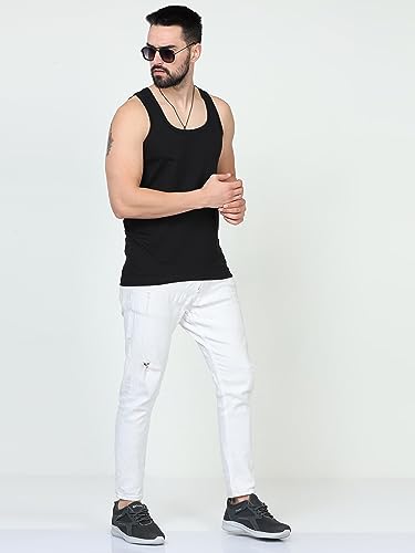 Image of JUARI BE A GENTLEMAN Men's Cotton Super Combed Breathable Vest for Men (Black)