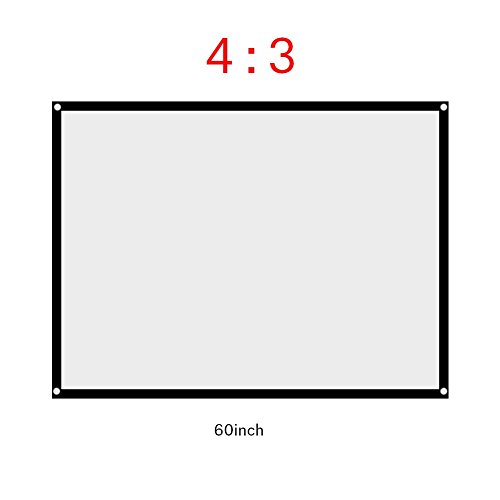Bewinner 60-100 Inch Projection Screen, 4: 3 Hd Portable Foldable Anti-Wrinkle Screen Washable For Home Theater, Projector Screen Wall Mount/Ceiling, Ideal For Outdoor Films(60Inch) #TOP5