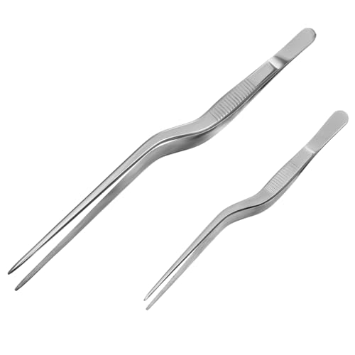Ciieeo 2pcs Stainless Steel Tweezers Long Steak Clip for Kitchen Food Preparation Fish Bone Removal Cooking Tool