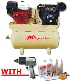 Ingersoll Rand 2475F13GH - 2-Stage Gas-Powered, 13 HP Air Compressor w/32312936 - Start-up Kit & Ingersoll Rand 231C - Impact Wrench