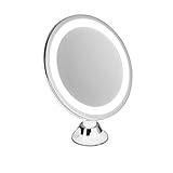 Adler AD2168 AD 2168-Espejo cosmético Redondo con Ventosa y 5 aumentos, luz LED, batería, Giratorio para baño, Espejo de Maquillaje, Montaje en Pared, sin Agujeros, 20 cm