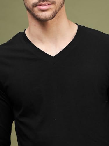 Image of INKKR Men's Solid Plain V-Neck T-Shirt