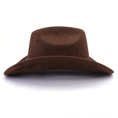Image of Cowboy Hat Cowgirl Hat Men's & Women's Wide Brim Felt Fedora Hat with Buckle Belt Western Cowboy Hat for Women