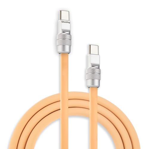 Image of chubbycable Chubby 2.0 Fast Charging Cable Durable Soft Silicone USB C Cable 240W Extra Thick Phone Charger Cord Data Transfer Cord, Desert Titanium, Type-C to Type-C, 16.4 FT