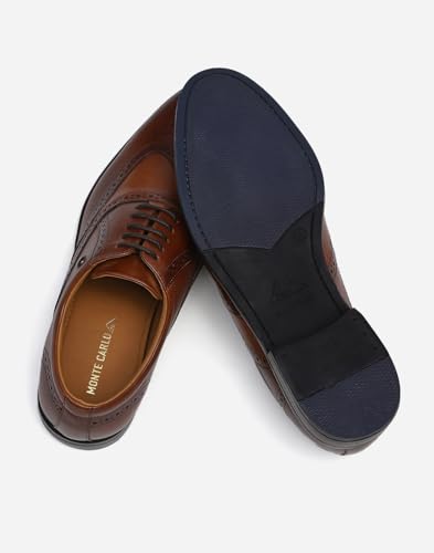 Image of Monte Carlo Mens Solid Lace Up Genuine Leather Formal Brogue Shoes (201806FW)