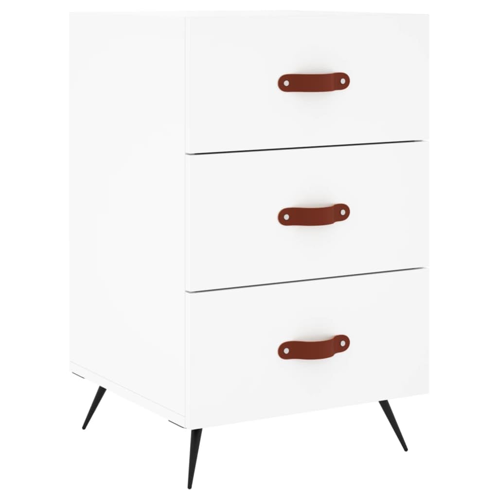Table de chevet avec tiroirs de rangement en bois d'ingénierie blanc