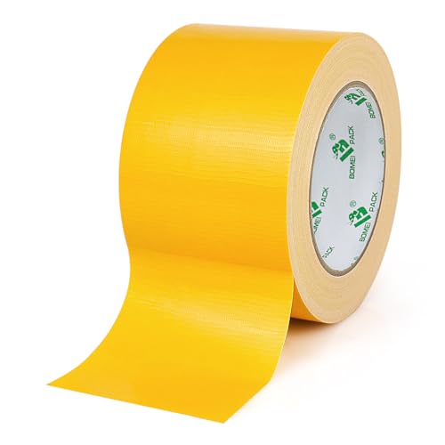 BOMEI PACK Gelb Panzertape Wasserfest 75 mm x 30 m - Gelb Panzertape Gaffer Tape Gewebeklebeband - Gewebeband - Panzerband Extra Stark - Duct Tape - Wasserdichtes Klebeband