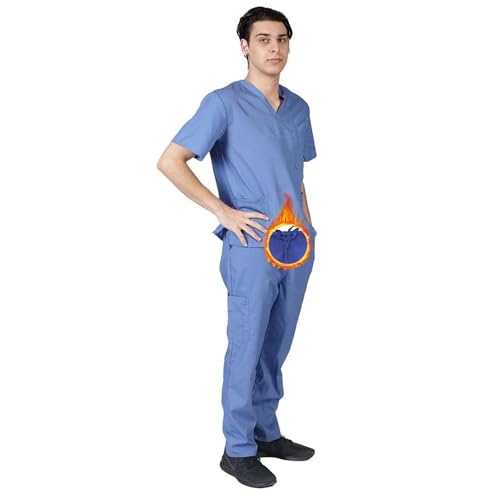 M&M SCRUBS Men Scrub Set Medical Scrub Top and Pants XXL Ceil Blue