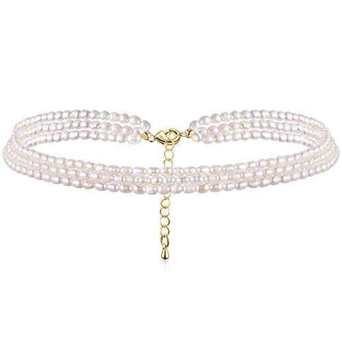 Wenssacc Dainty Twist Layered Pearl Necklace Freshwater Cultured Tiny Pearls Choker Multilayer Strand Necklace Jewelry Gift For Women Mom Girls #TOP2