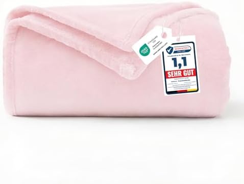 WAVVE Kuscheldecke Flauschig Decke Tagesdecke 150x200 - Sofadecke Hellrosa | 260g/m² Blanket, Weich Flanell Fleecedecke, Überwurf für Sofa und Bett, Couchdecke, Deko als ideale Ges
