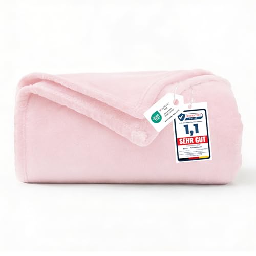 WAVVE Pink Throw Fleece Blanket Sofa Throw 4ft x 5ft - Fluffy Soft Warm Versatile Blanket for Sofa/Couch/Bed Throw/Single Size 130x150 cm