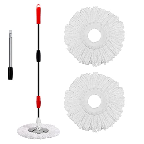 Spin Mop And Bucket, 360 Mop And Bucket With Wringer Set + 2 Mop Heads, Stainless Steel Floor Spin Mop Bucket System For Floor Cleaning #TOP4