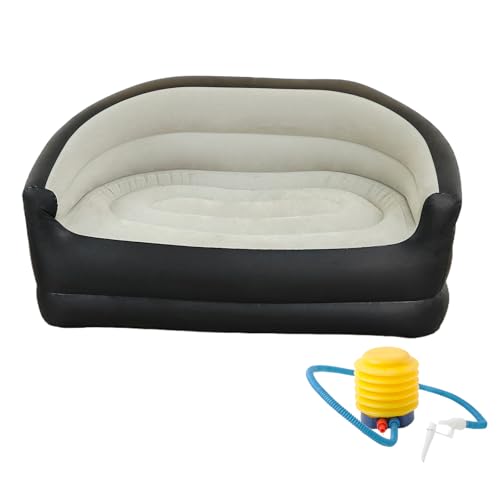 Inflatable Blow Up Sofa: Inflatable Chair Couch Blow Up Bed Double Heavy Duty Vinyl Folding Lounger Air Bed For Indoor Outdoor Living Room Camping Travel