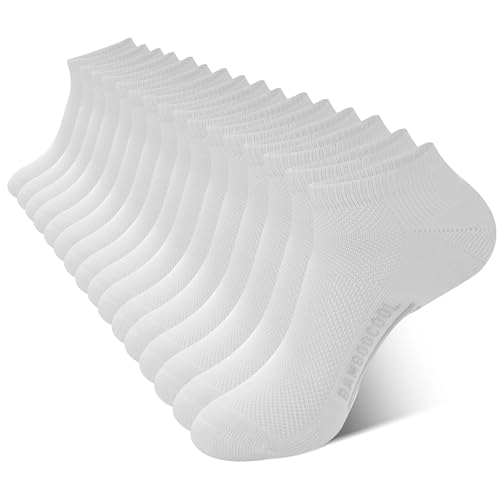 BAMBOO COOL Mens Athletic Ankle Socks Moisture Wicking Anti-Odor Breathable Running Mesh Socks Arch Support 8 Pack