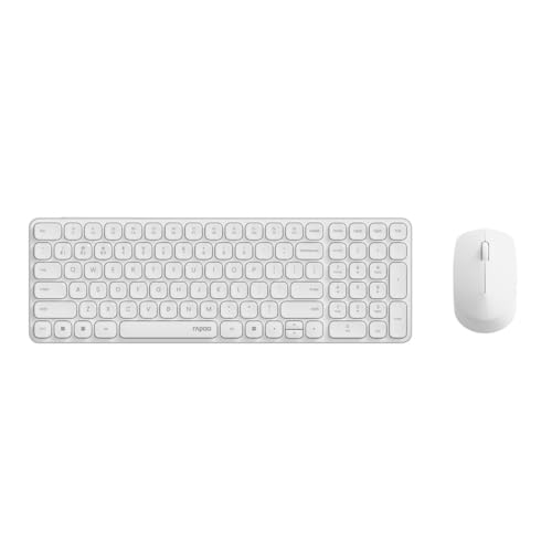 Rapoo 9310M Tastatur Maus Set Kabellos - Bluetooth & 2.4G USB Wireless, Multi Device bis 4 Geräte, kompaktes Aluminium Gehäuse flach, QWERTZ Layout Deutsch, weiß