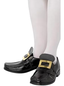 Smiffys Tales of Old England Kollektion, Metall-Schuhschnalle, Gold, mit Gummiband Halloween