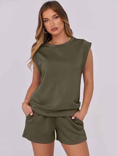Image of ANRABESS Two Piece Sets for Women 2026 Summer Short Lounge Set Casual Beach Vacation Outfits Spring Sweatsuits Tracksuit