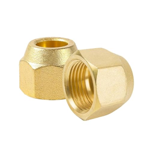 Tuerca de unión con reborde, 2 unidades, 5/8 pulgadas de conducto de refrigerante, tuerca de unión rebordeada de latón, conexiones de piezas de aire acondicionado, tuercas de 5/8 pulgadas para tubos